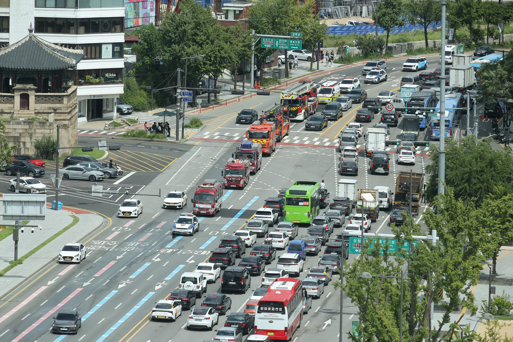 길터주기 민방위훈련 소방차 교통 을지훈련 광