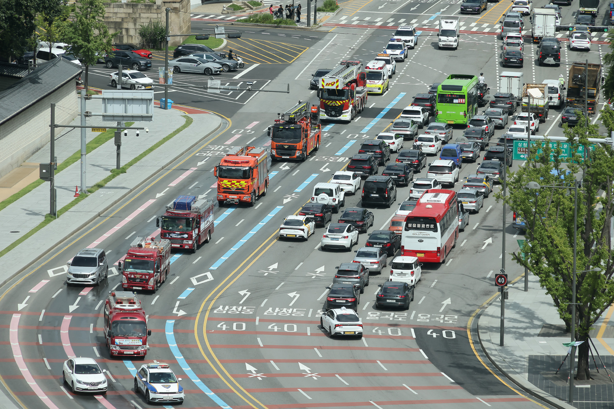 길터주기 민방위훈련 소방차 교통 을지훈련 광