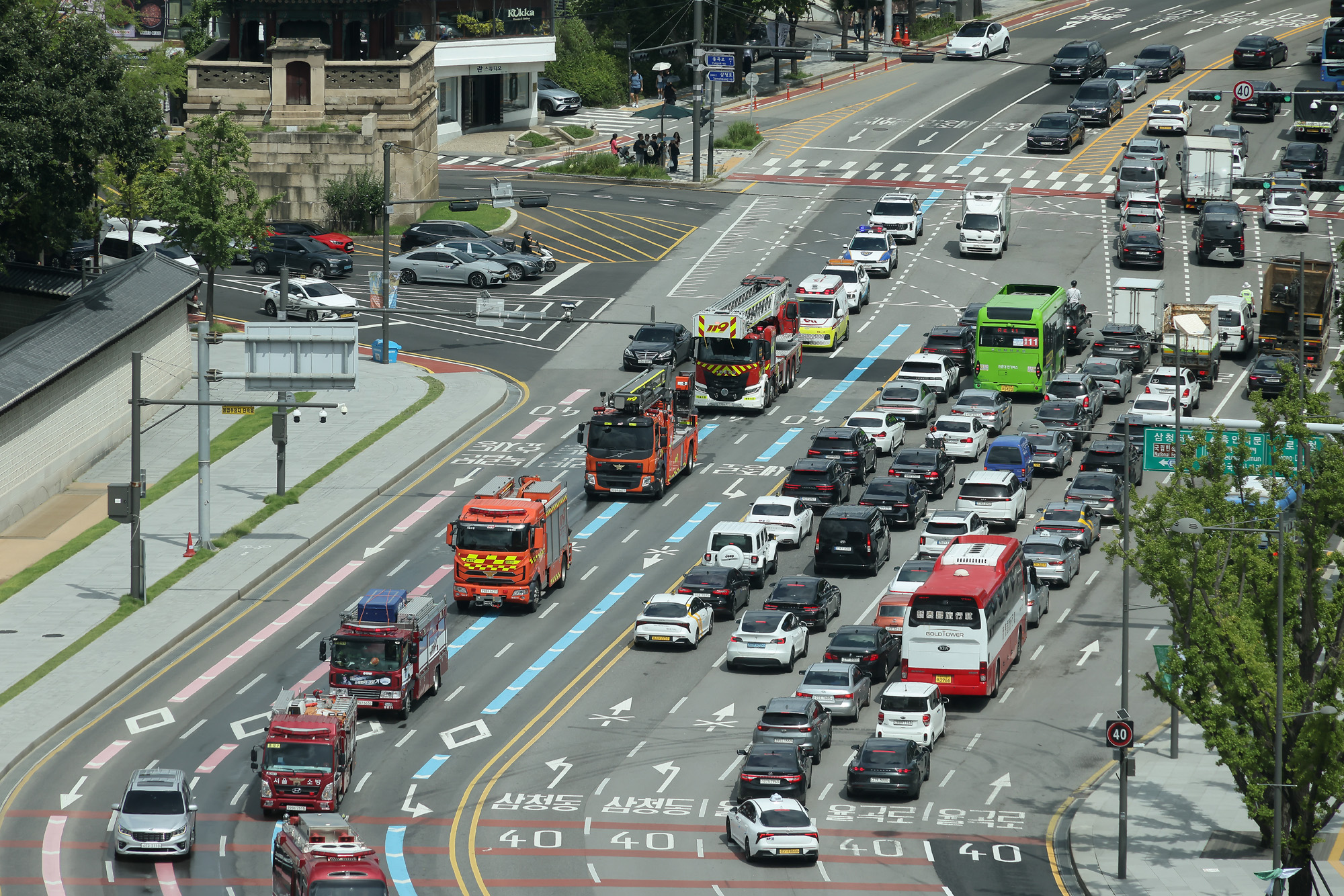 길터주기 민방위훈련 소방차 교통 을지훈련 광