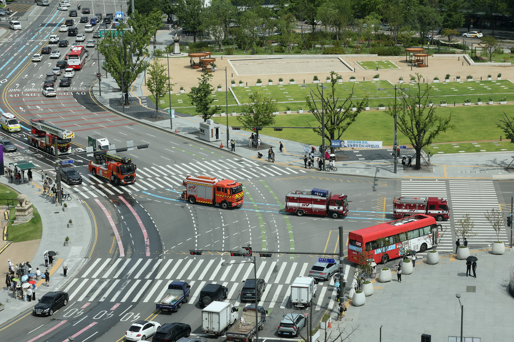 길터주기 민방위훈련 소방차 교통 을지훈련 광