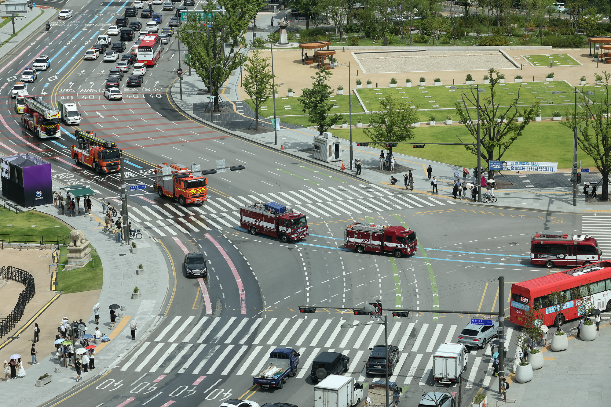 길터주기 민방위훈련 소방차 교통 을지훈련 광