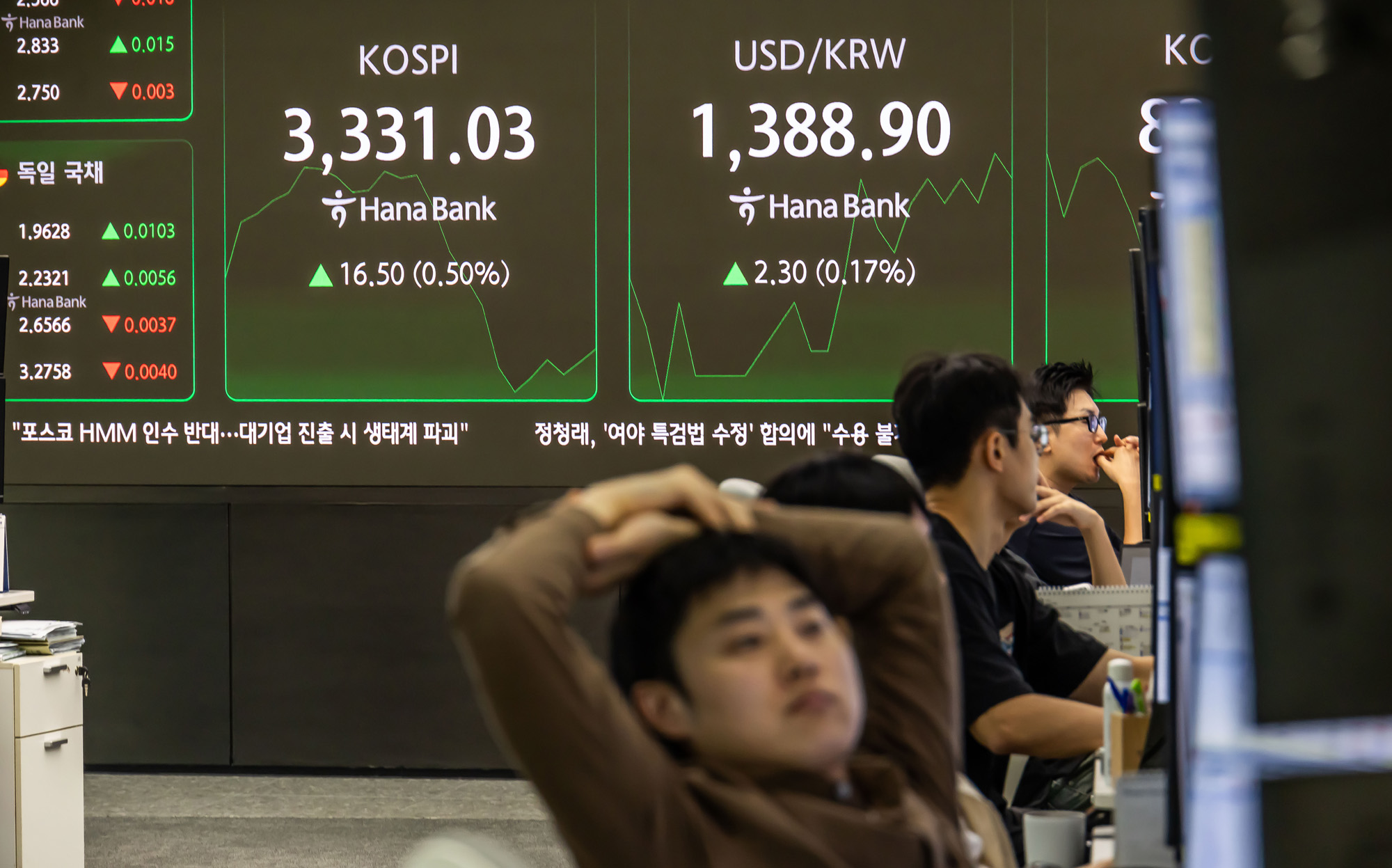 경제;주식;주가;코스피;국장;하나은행딜링룸;코스피스케치;코스피3300선돌파;코스피최고치경신