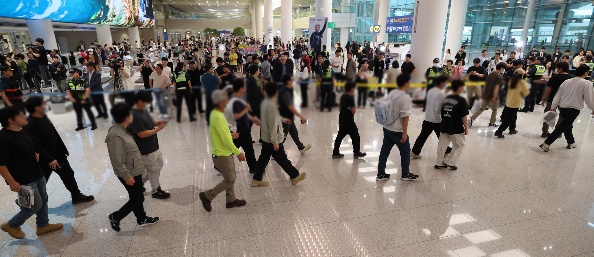 미국;포크스턴;이민세관단속국;구금시설;석방;현대차;LG에너지솔루션;배터리공장;구금한국인석방;인천공항;아틀란타