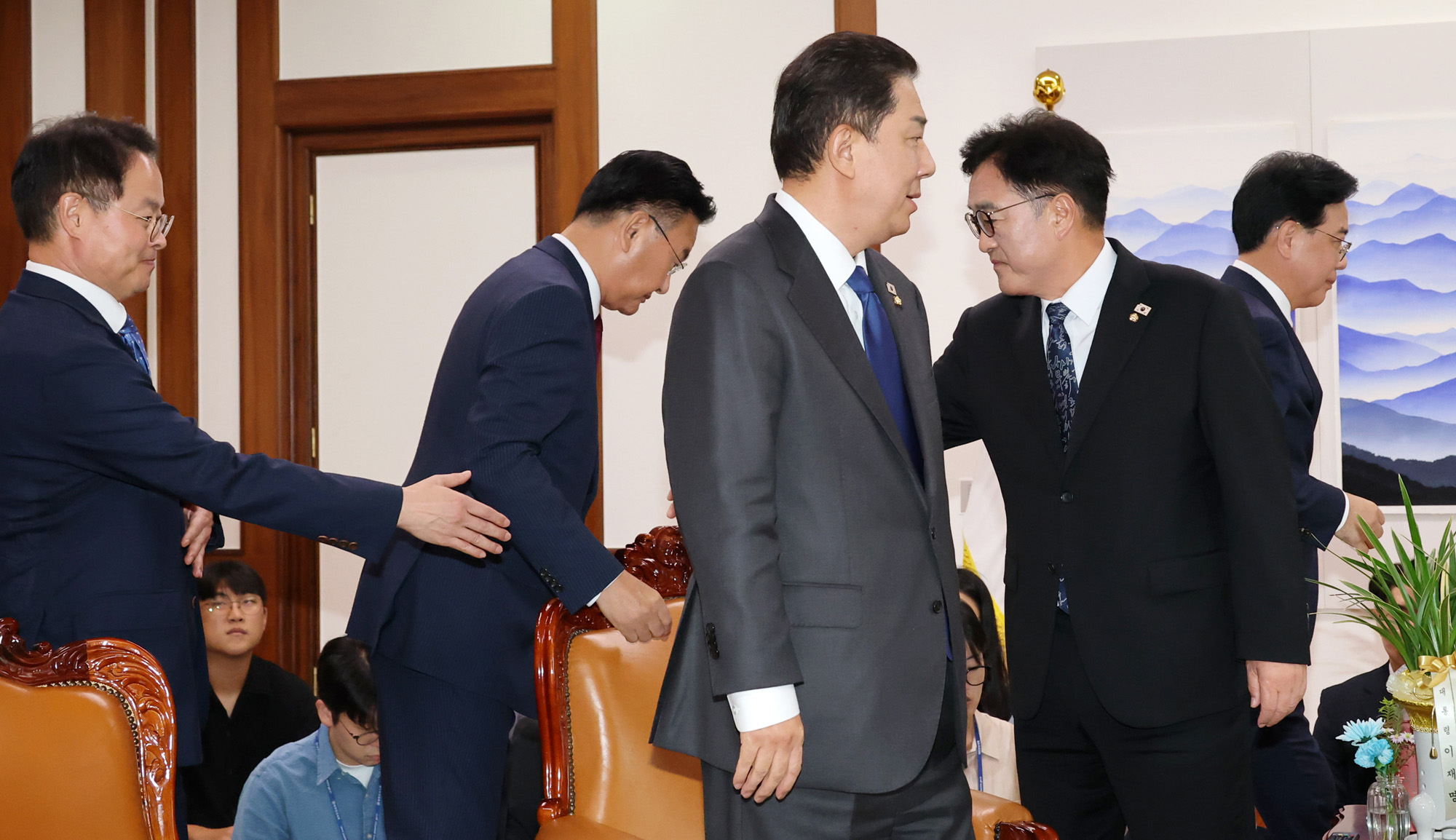 정치;국회;우원식 국회의장;여야원내대표회동;김병기;송언석