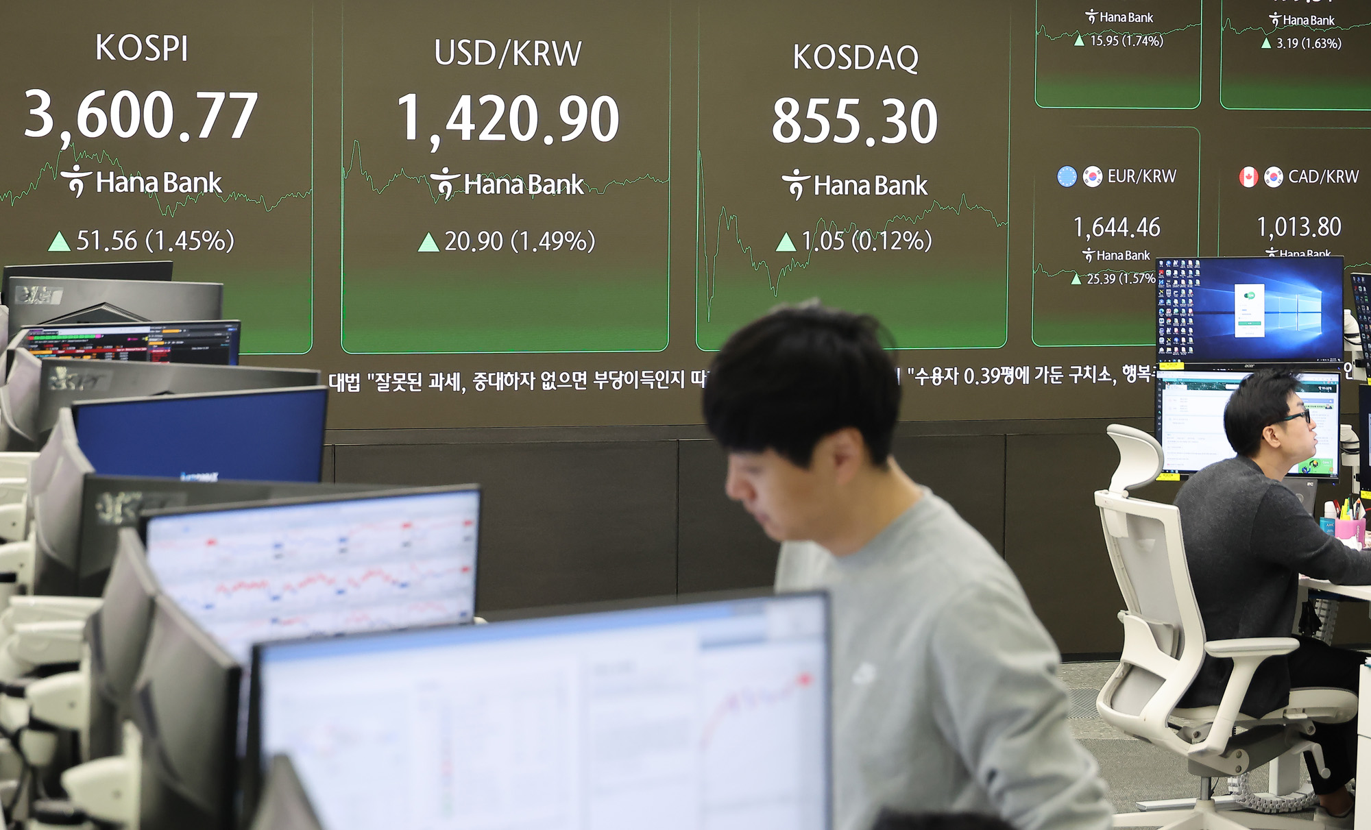 코스피;하나은행;딜링룸;환율;외환;증시;코스닥