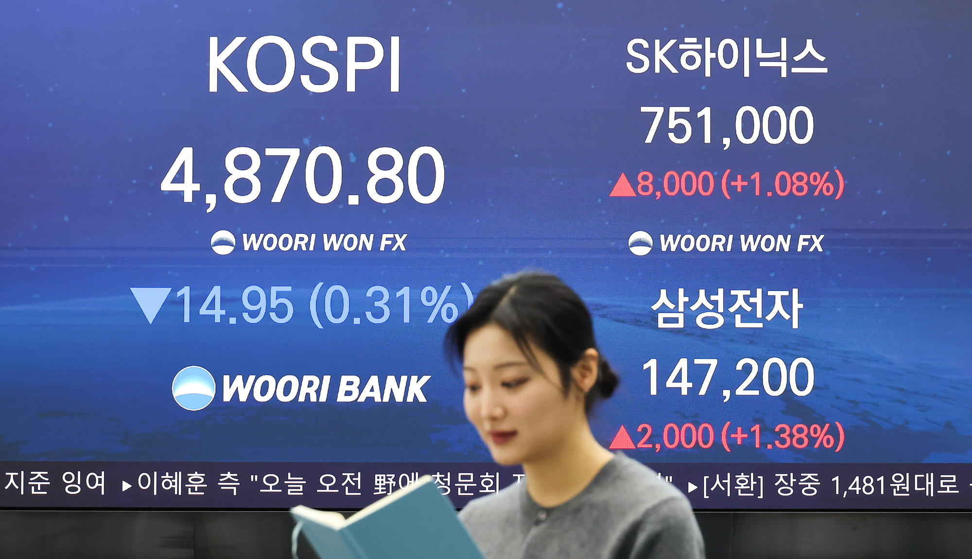 우리은행;딜링룸;코스피;삼성전자;하이닉스;SK;주가