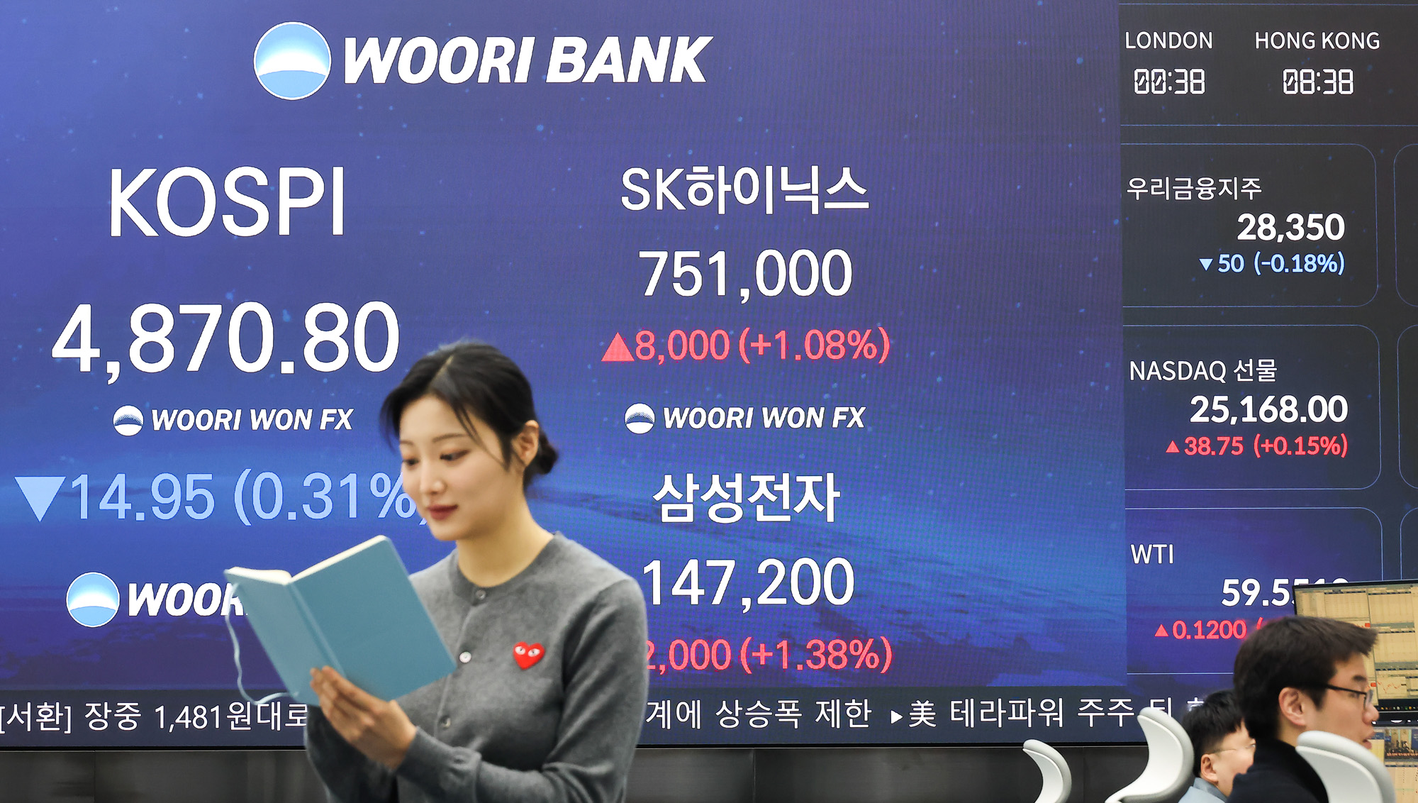 우리은행;딜링룸;코스피;삼성전자;하이닉스;SK;주가