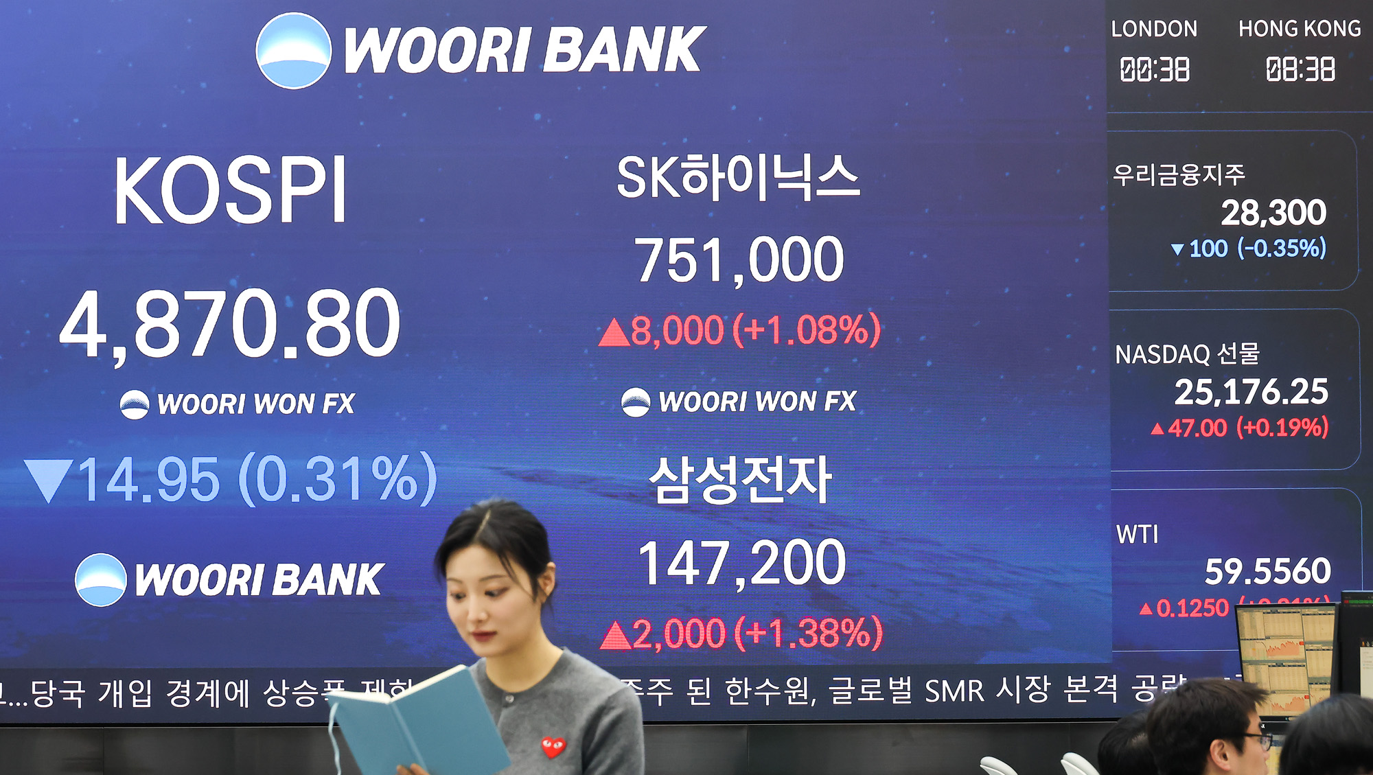 우리은행;딜링룸;코스피;삼성전자;하이닉스;SK;주가