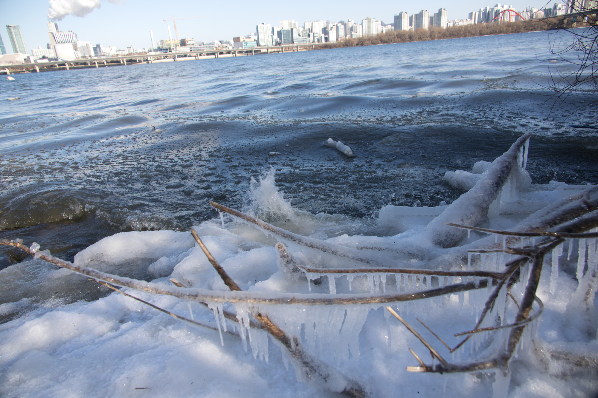 사회;세태;추위;한강;얼음