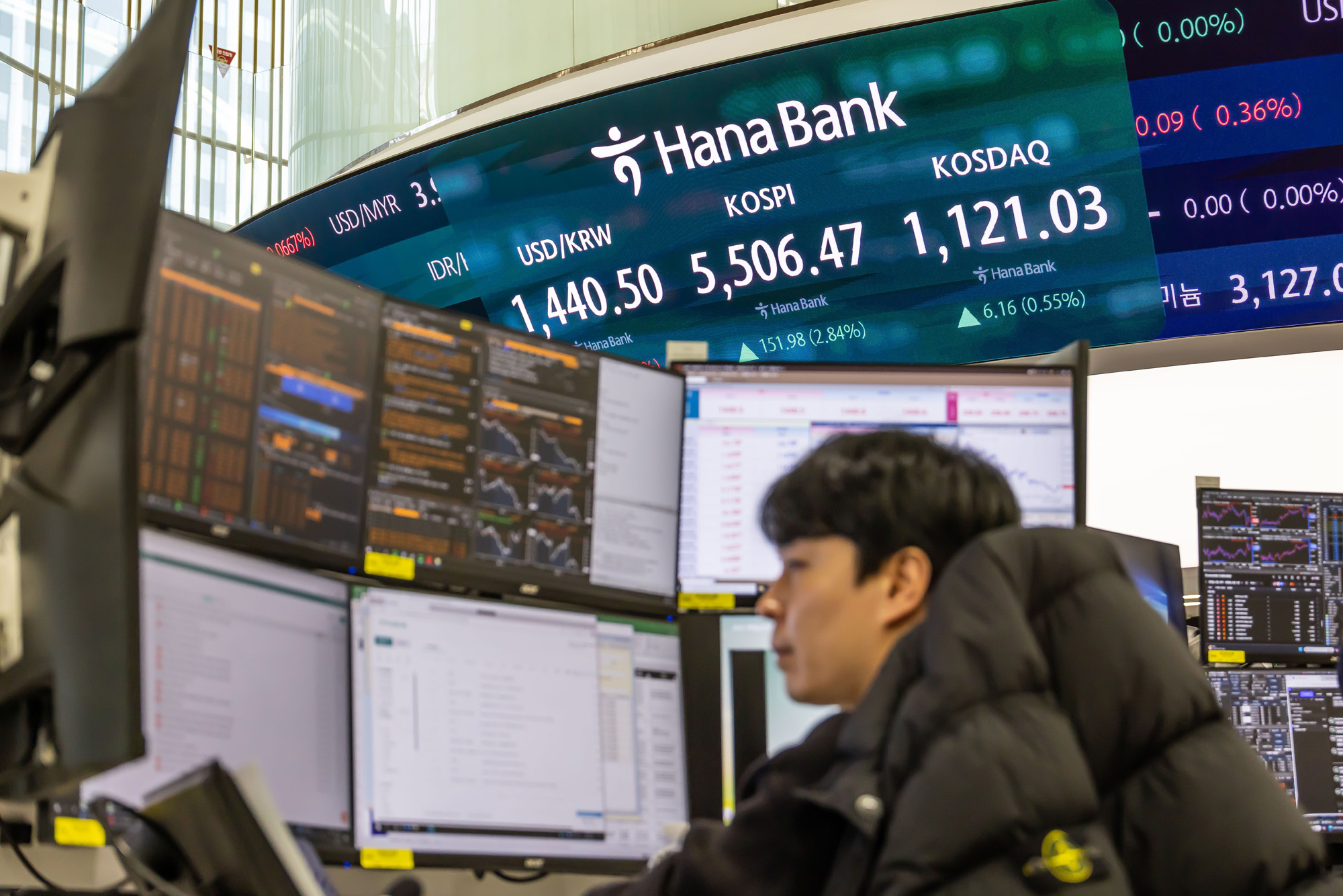 경제;주가;주식;코스피;KOSPI;코스피5500돌파;하나은행딜링룸;주가고공행진