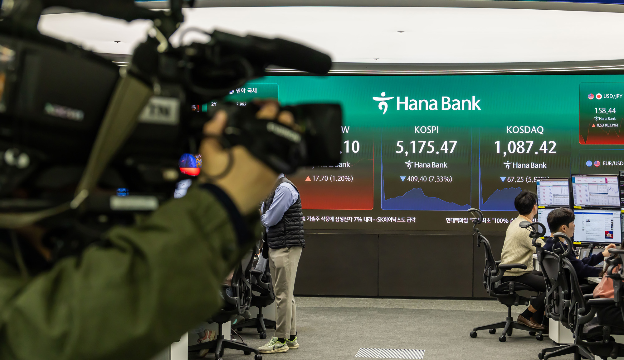 경제;주식;주가;코스피;KOSPI;하나은행딜링룸;코스피매도사이드카발동;코스피폭락;중동사태여파;주식장하락