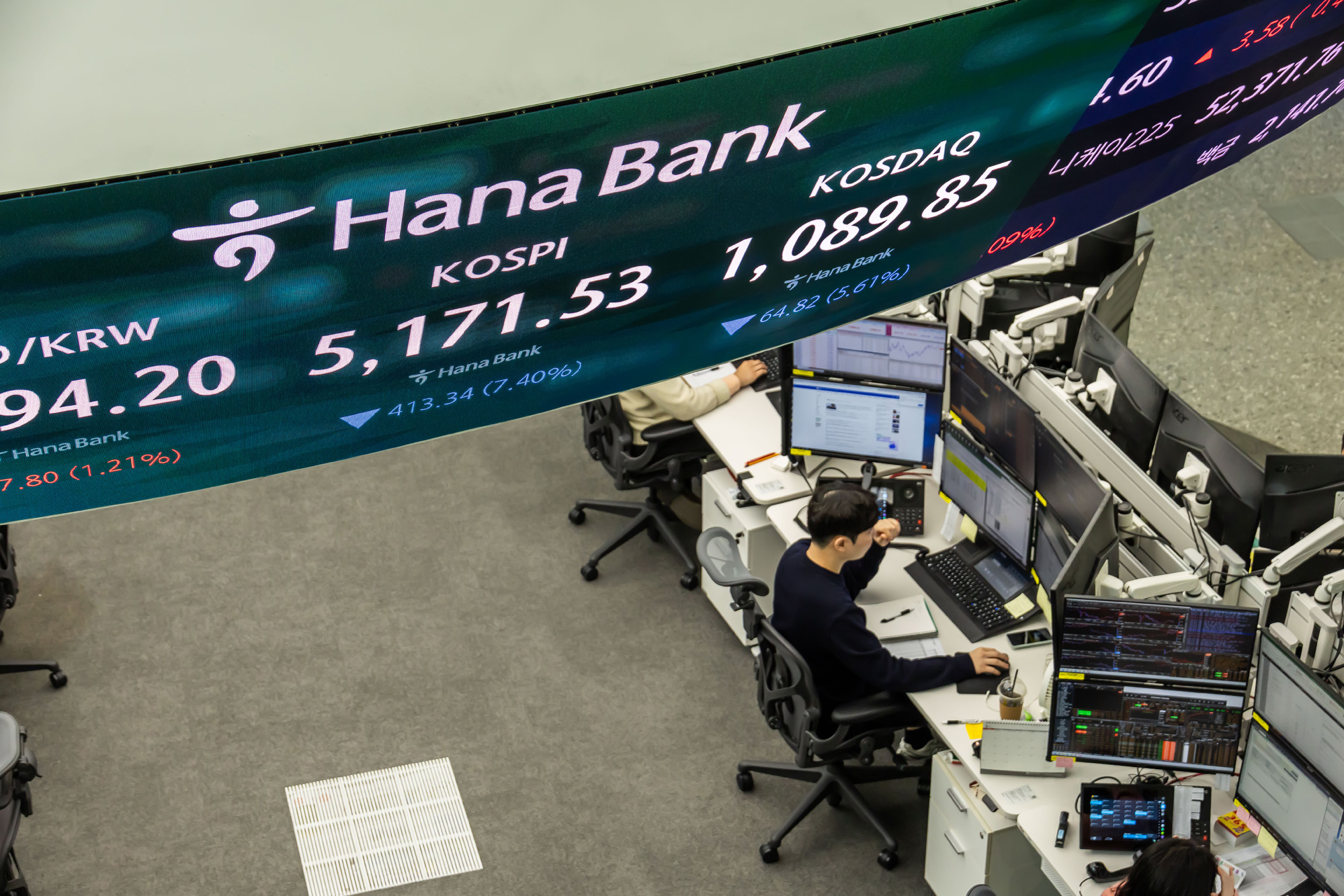 경제;주식;주가;코스피;KOSPI;하나은행딜링룸;코스피매도사이드카발동;코스피폭락;중동사태여파;주식장하락