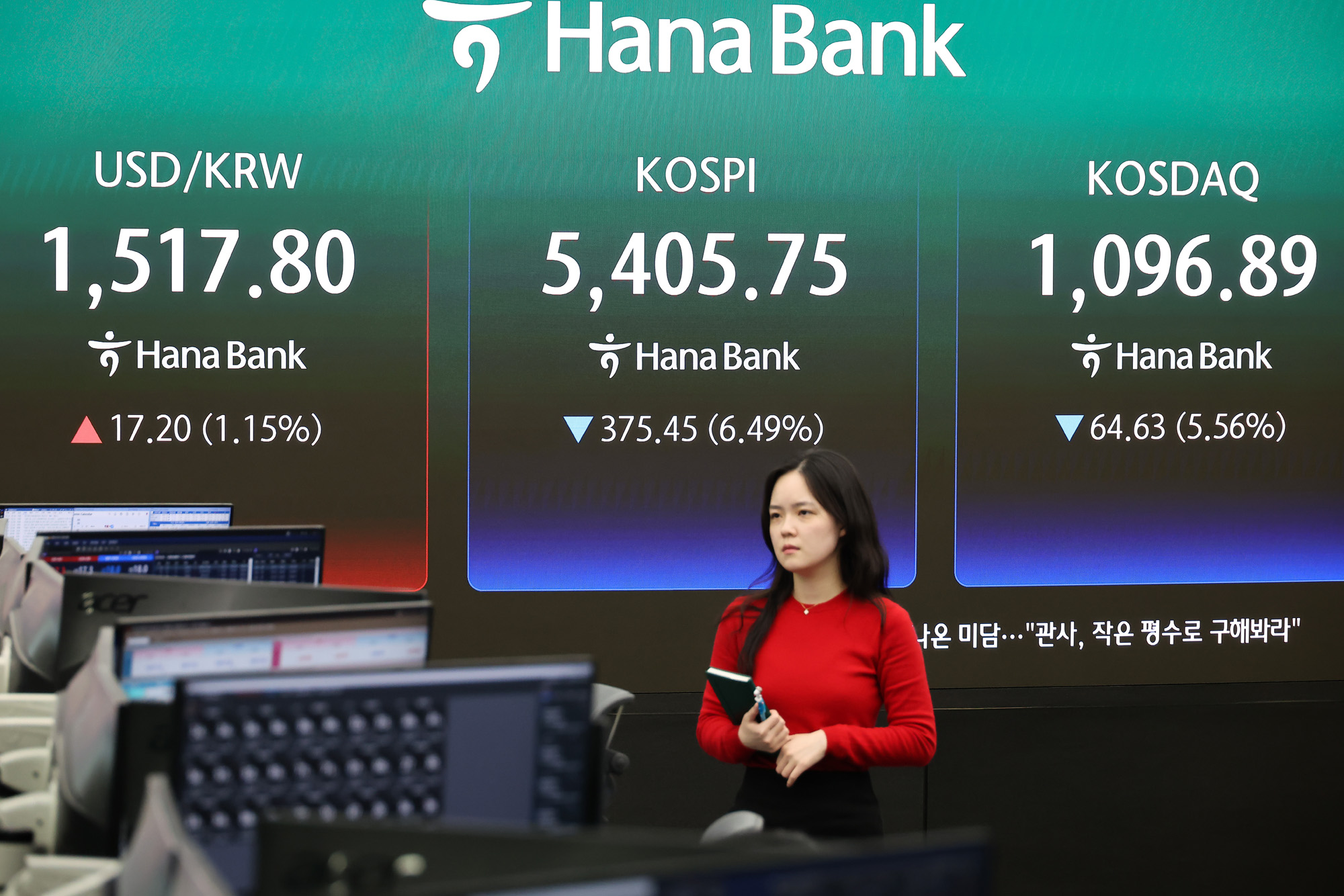 하나은행 딜링룸;원 달러;환율;코스피;코스닥;주식