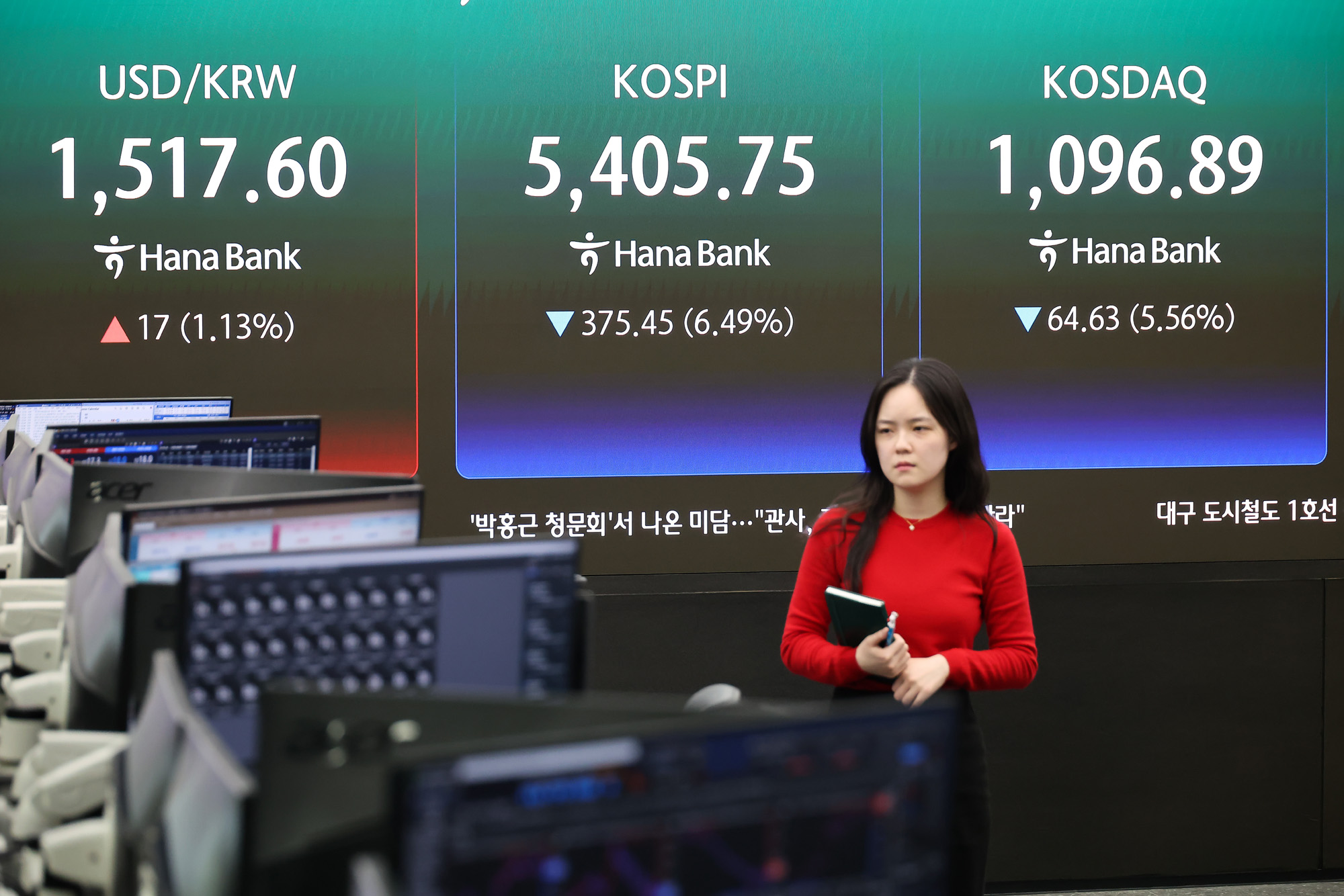 하나은행 딜링룸;원 달러;환율;코스피;코스닥;주식