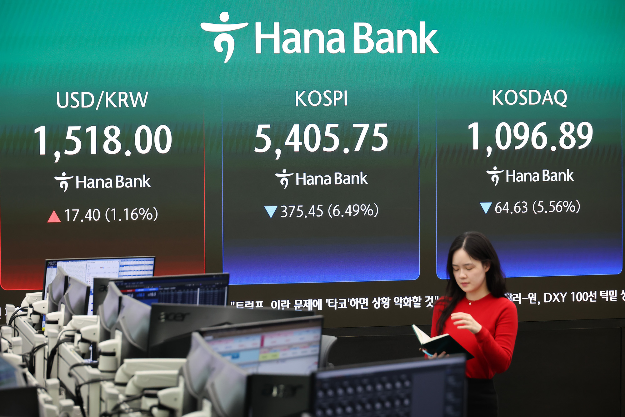 하나은행 딜링룸;원 달러;환율;코스피;코스닥;주식