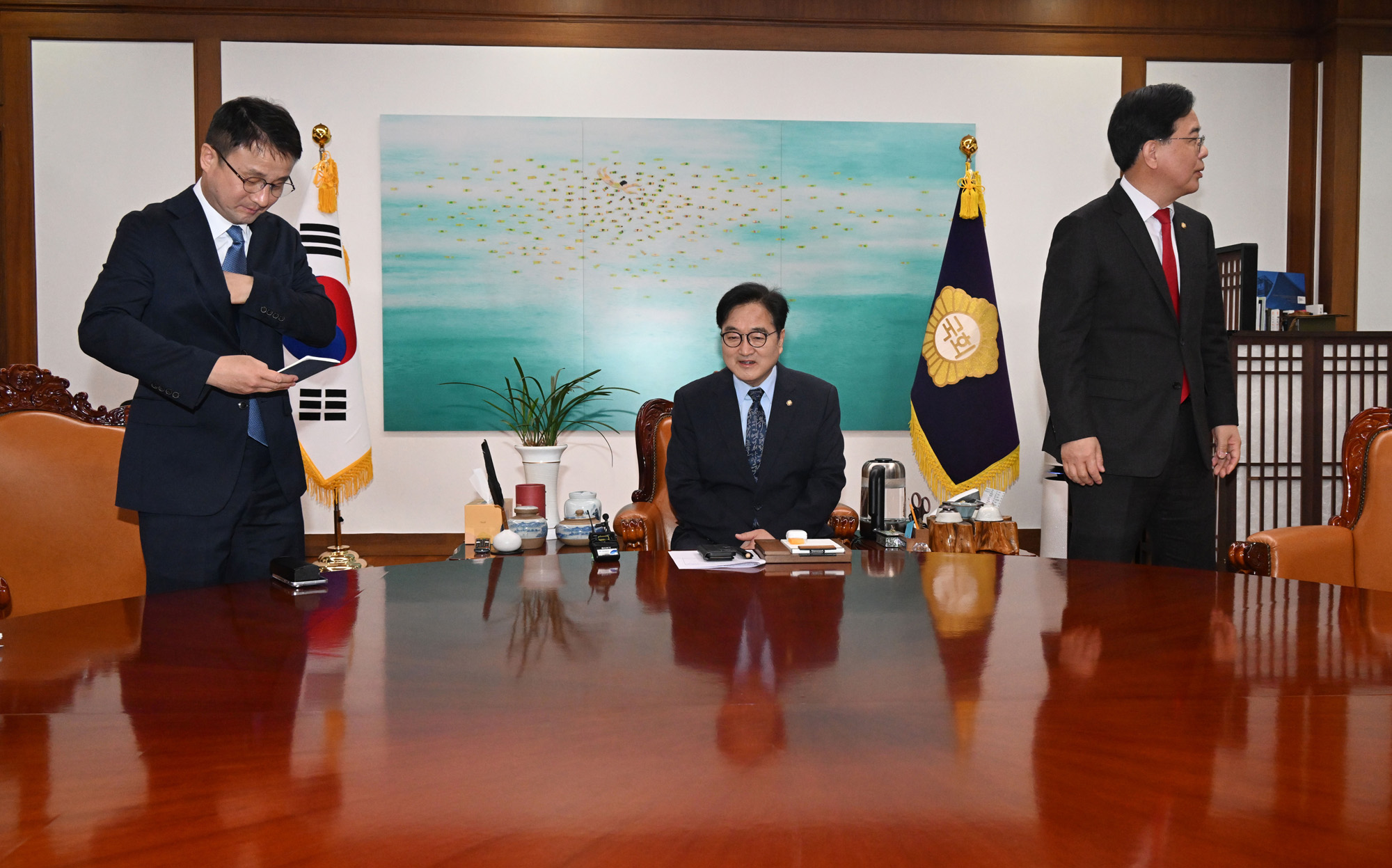 정치;국회;국회의장여야원내대표;송언석;한병도;우원식