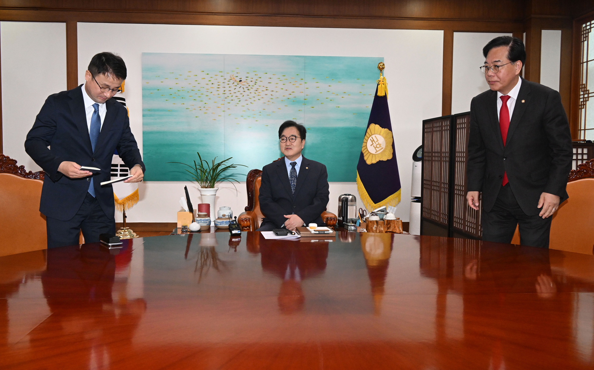 정치;국회;국회의장여야원내대표;송언석;한병도;우원식