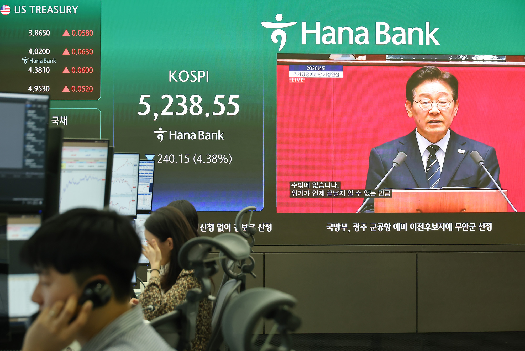 하나은행;딜링룸;이재명;코스피;시정연설