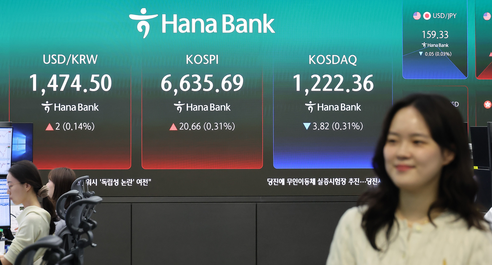 하나은행;딜링룸;주식;주가;코스피;코스닥;달러;원달러;환율