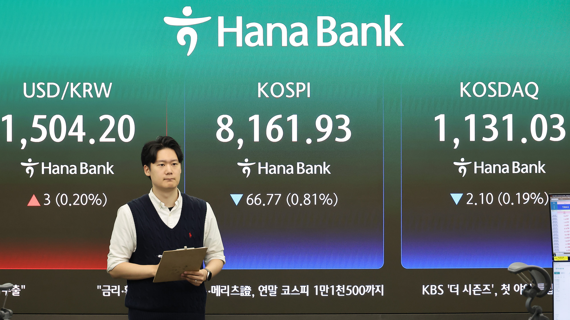 하나은행;딜링룸;코스피;코스닥;환율;주식;주가