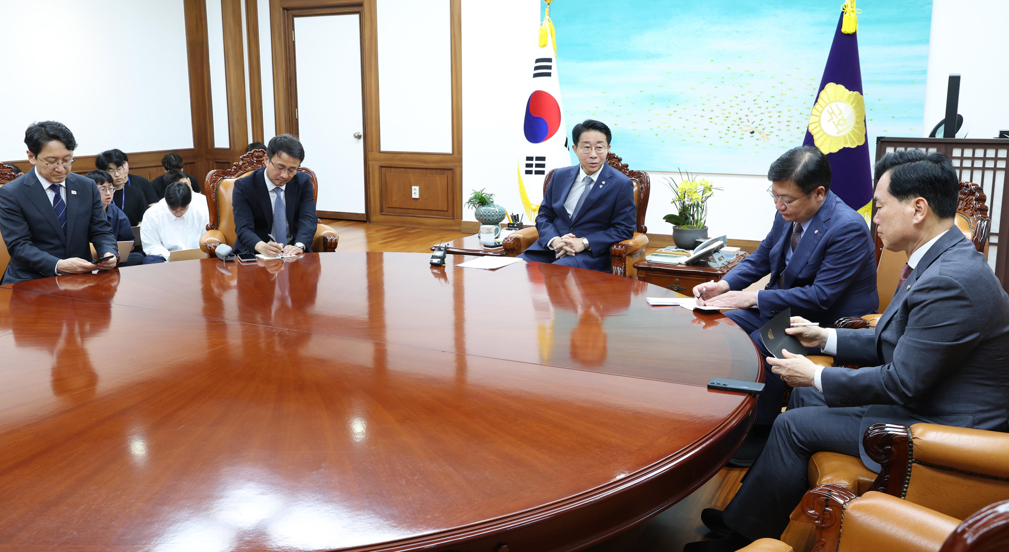 정치;국회;여야원내대표;조정식;한병도;정점식;국회의장