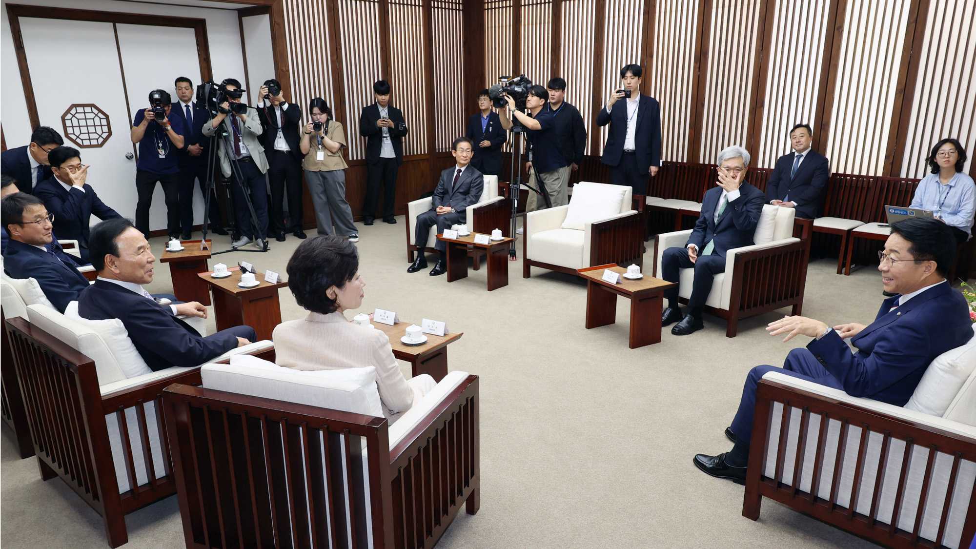 정치;국회;정기국회 개원식 사전환담;조정식 국회의장;5부요인